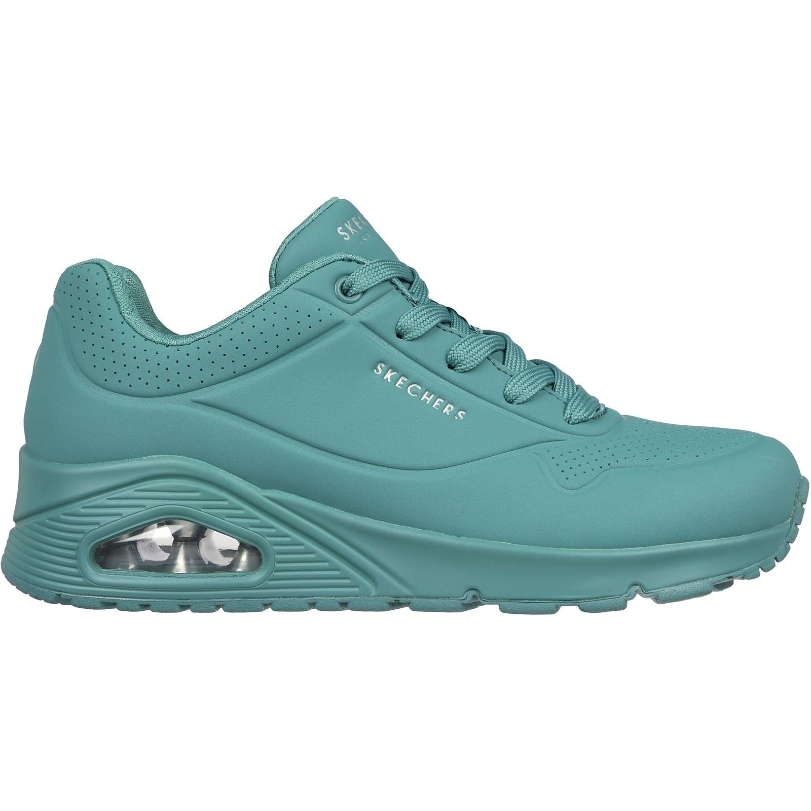 Women's Wide Fit Skechers 73690 Uno Stand On Air Sports Trainers - Teal