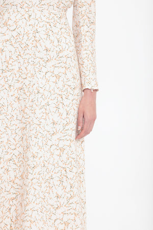 Long Sleeve Dolman Midi Dress In Floral Ovation Peach