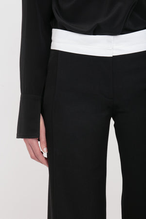 Exposed Waistband Trouser In Black