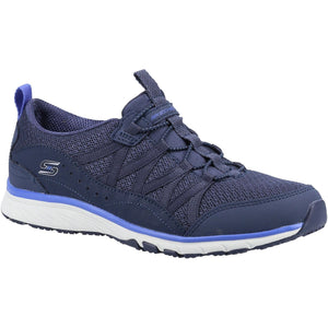 Women's Wide Fit Skechers 104281 Gratis Sport Live Golden Trainers - Navy