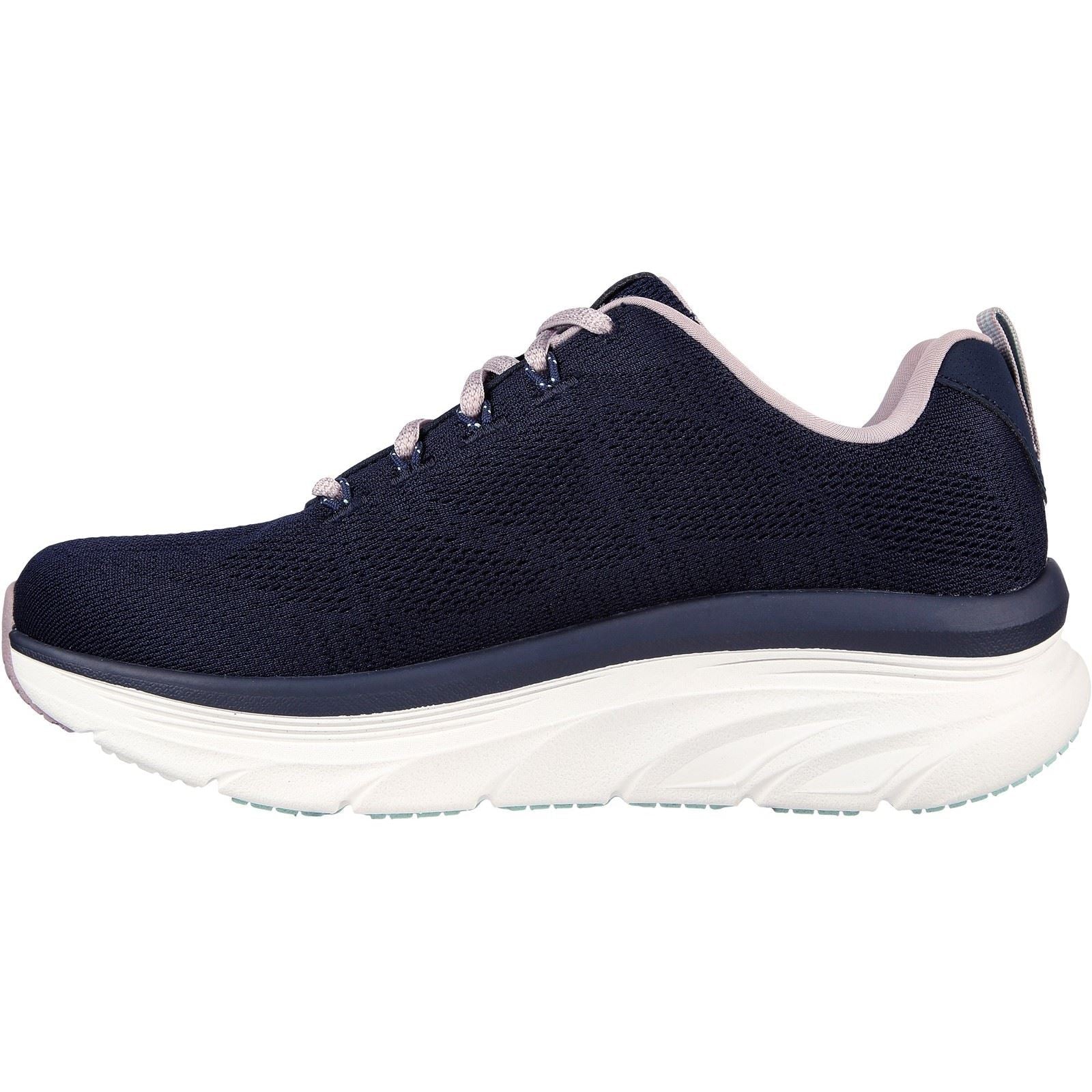 Women's Wide Fit Skechers 149810 D'Lux Walker Get Oasis Trainers - Navy/Lavender