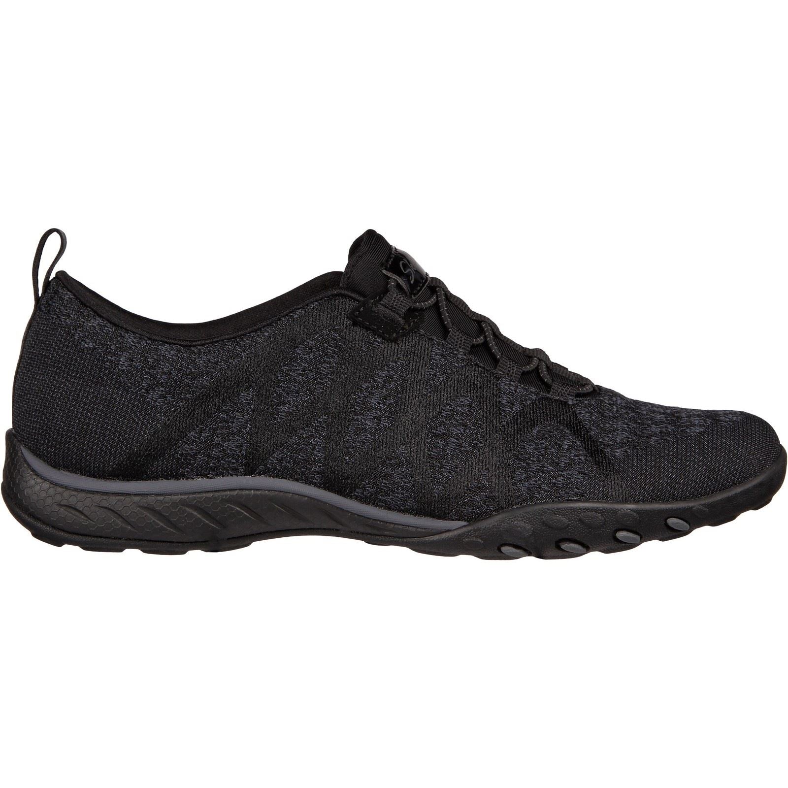 Women's Wide Fit Skechers 100301 Relaxed Fit Breathe Easy Infi Knity Trainers - Black