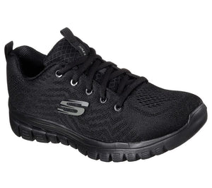 Womens Wide Fit Skechers 12615 Walking Trainers - Black