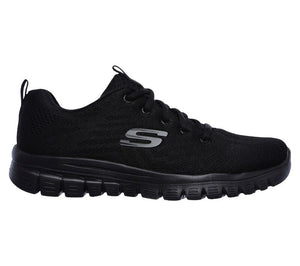 Womens Wide Fit Skechers 12615 Walking Trainers - Black