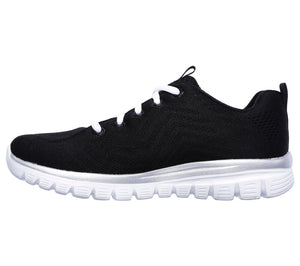 Womens Wide Fit Skechers 12615 Walking Trainers - Black/White