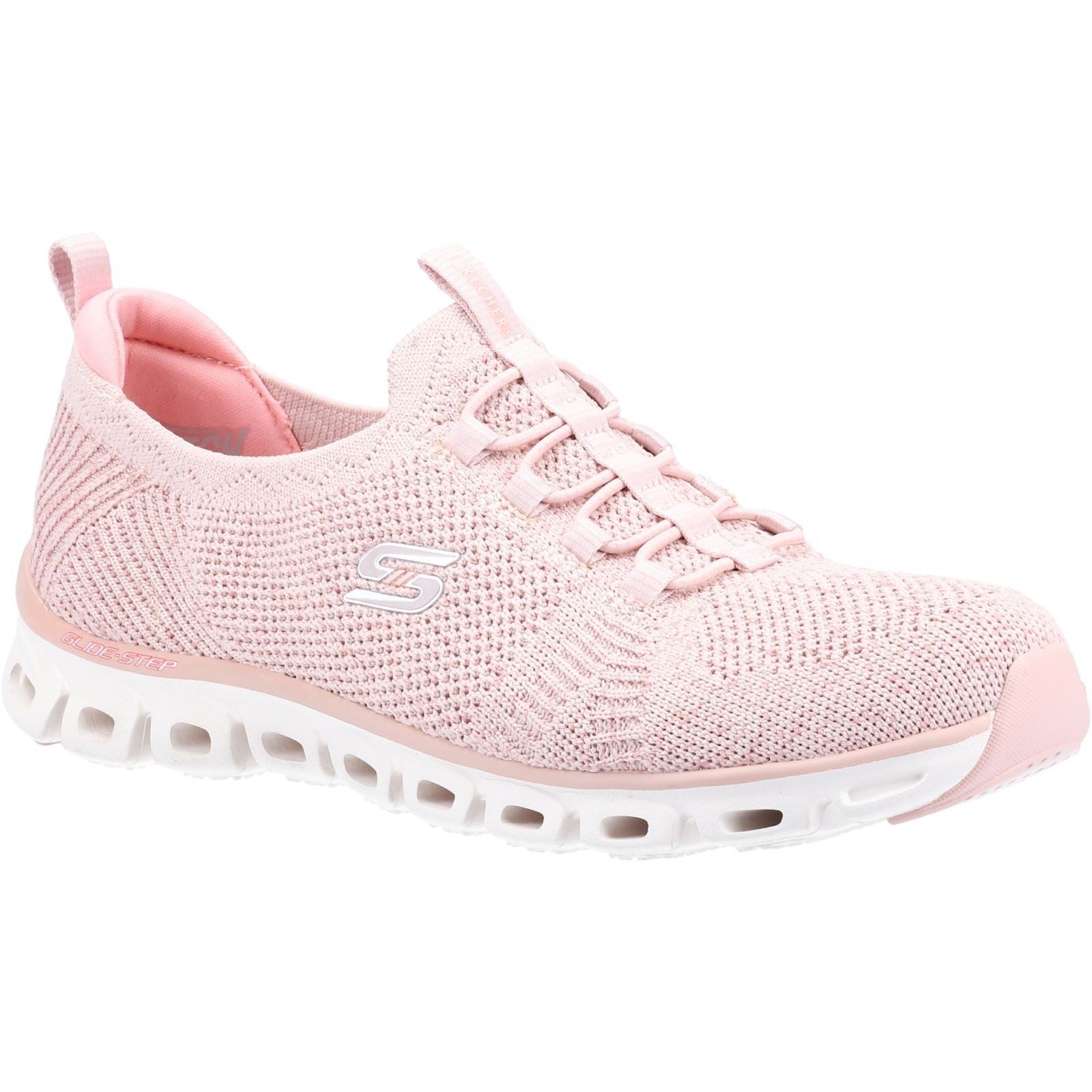 Women's Wide Fit Skechers 104198 Glide Step Grand Flash Trainers - Rose