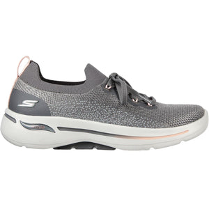 Women's Wide Fit Skechers 124863 Go Walk Arch Fit Clancy Trainers - Grey/Pink