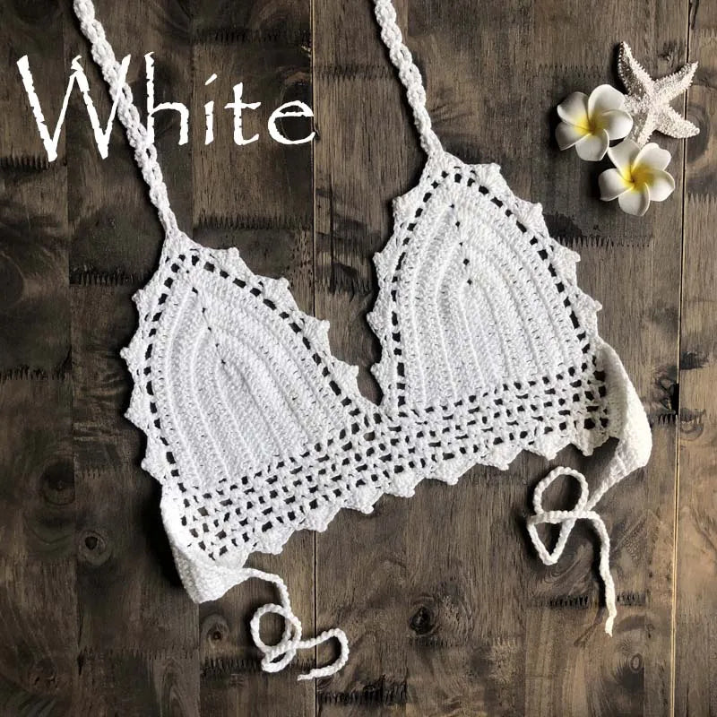 Jesminda - Knitted White Sexy Bikini Top