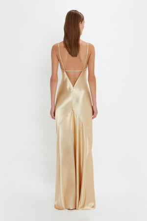 Exclusive Floor-Length Cami Dress In Gold