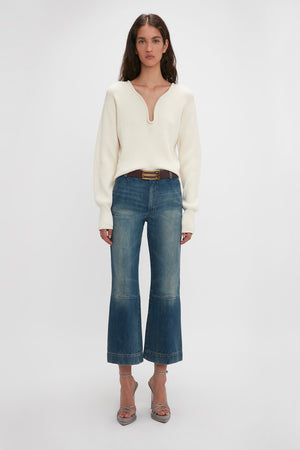 Cropped Kick Jean In Indigrey Wash