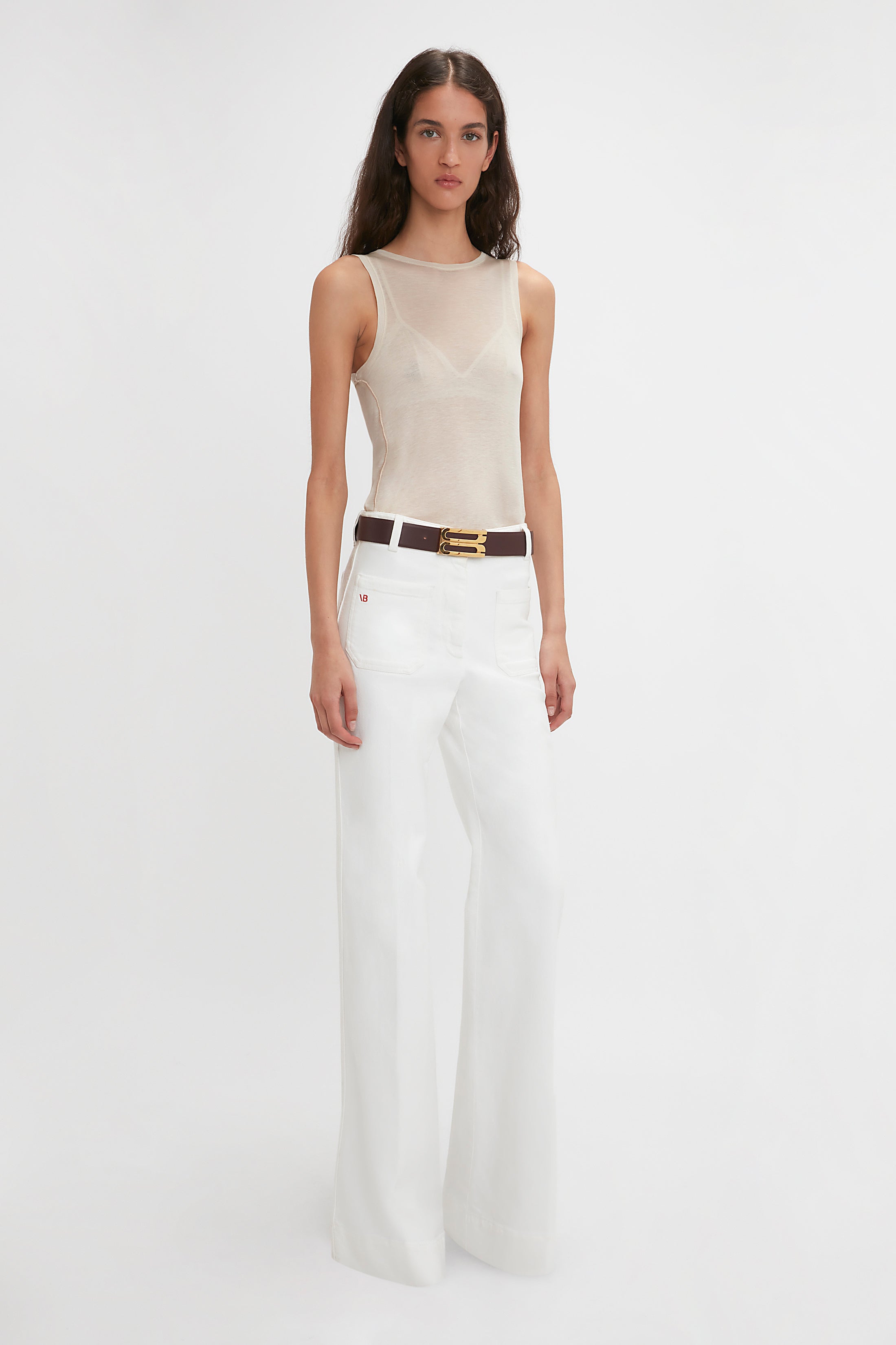 Alina High Waisted Stretch Jean In Washed White