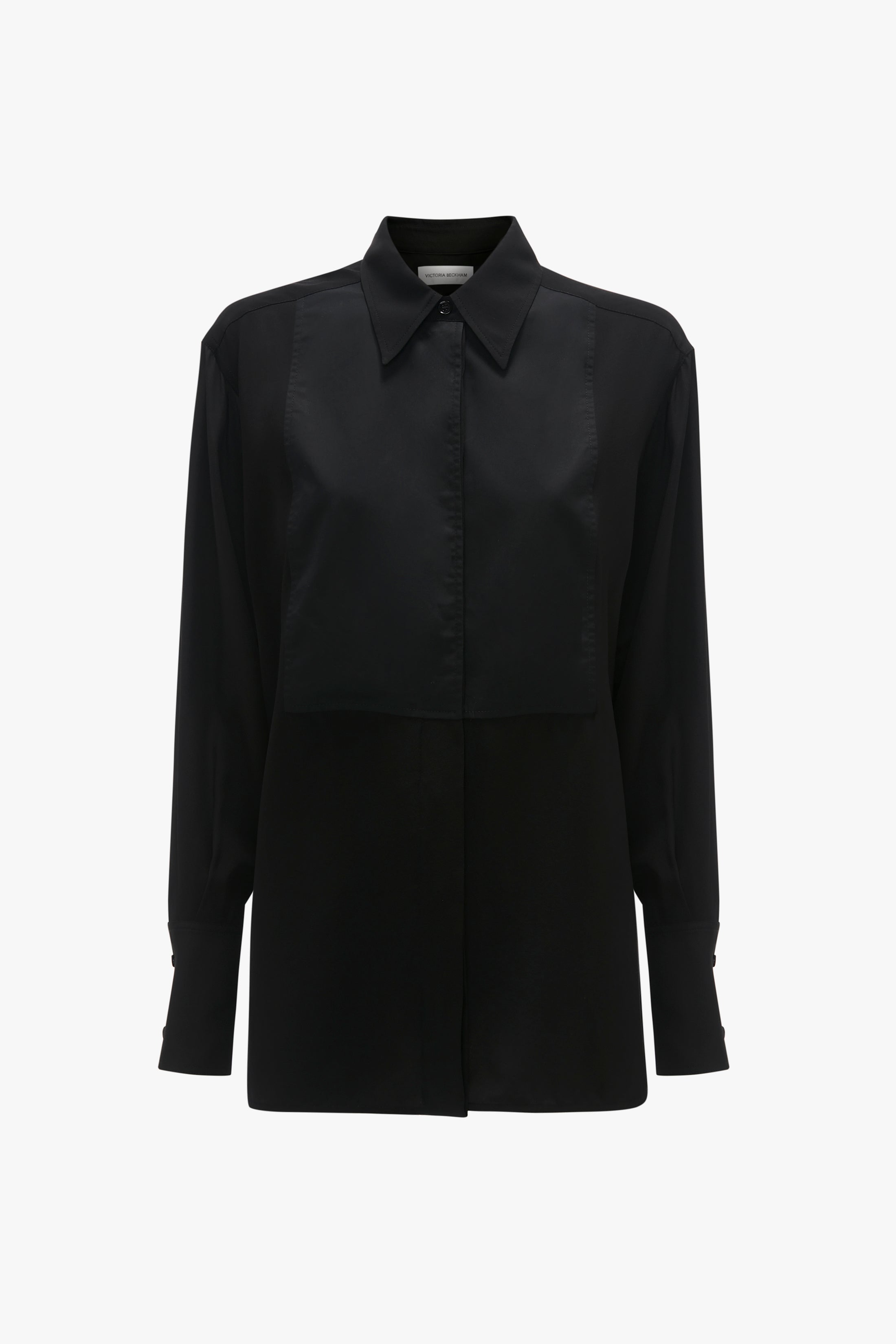 Contrast Bib Shirt In Black