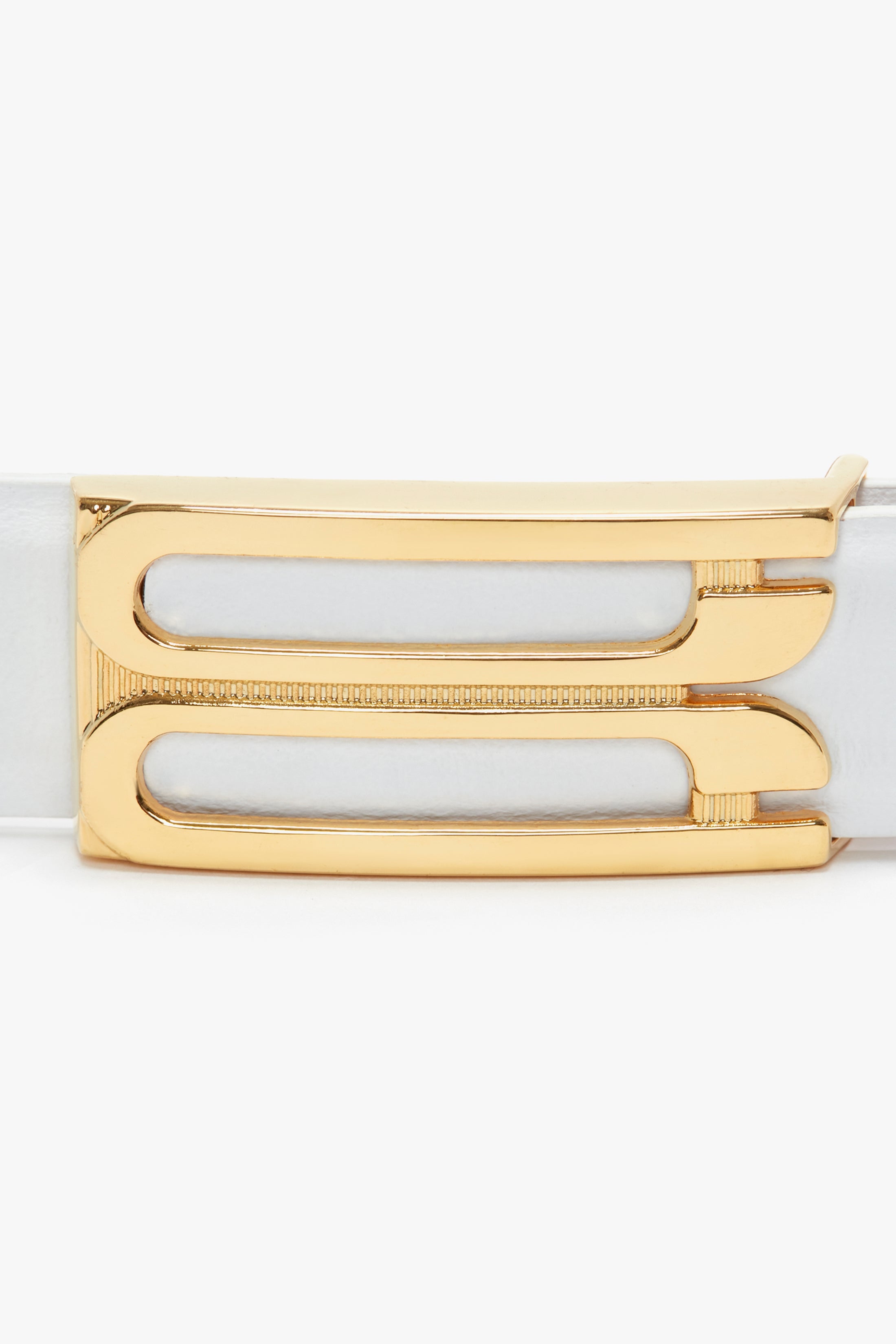 Frame Belt In White Leather