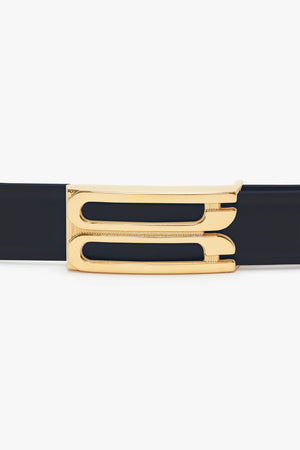 Frame Belt In Navy Leather