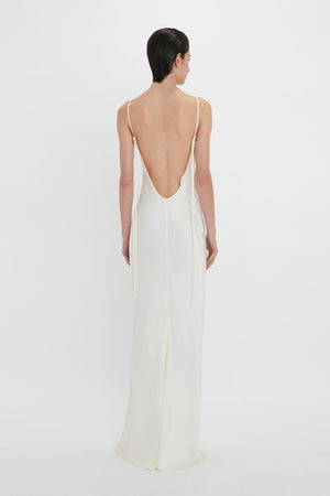 Exclusive Lace Detail Floor-Length Cami Dress In Ivory