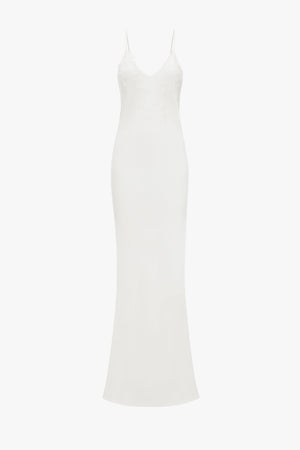 Exclusive Lace Detail Floor-Length Cami Dress In Ivory