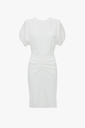 Exclusive Gathered Waist Mini Dress In Ivory