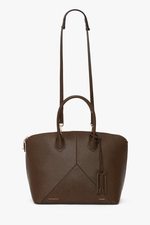 Victoria Top Handle Bag In Khaki Leather