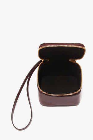 Micro Vanity Wristlet In Burgundy Leather