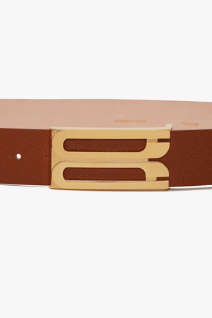 Jumbo Frame Belt In Tan Grained Leather