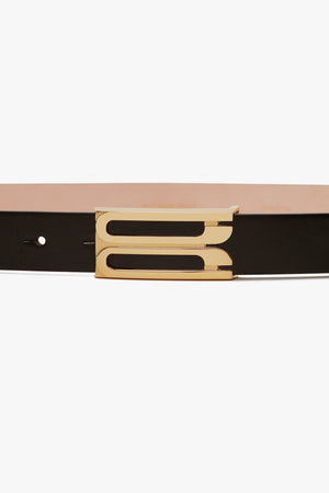 Frame Belt In Black Glossed Leather