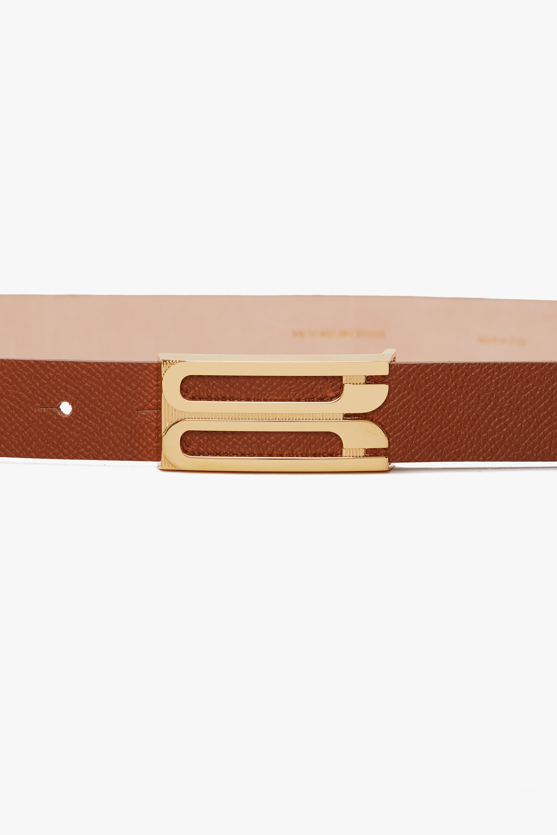 Frame Belt In Tan Grained Leather