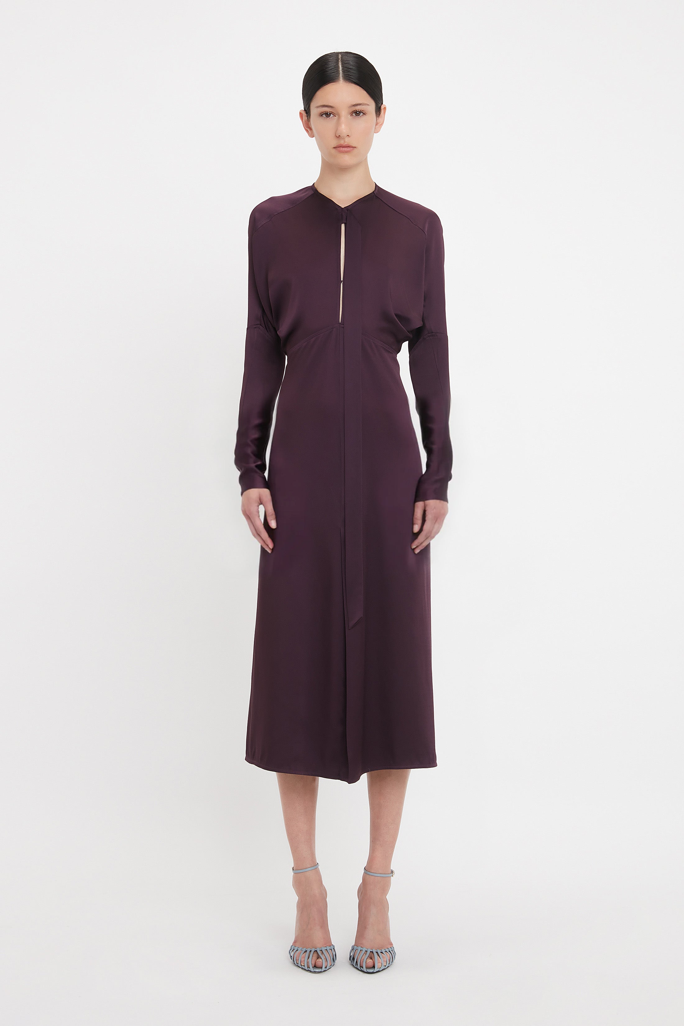 Keyhole Dolman Midi Dress In Fig