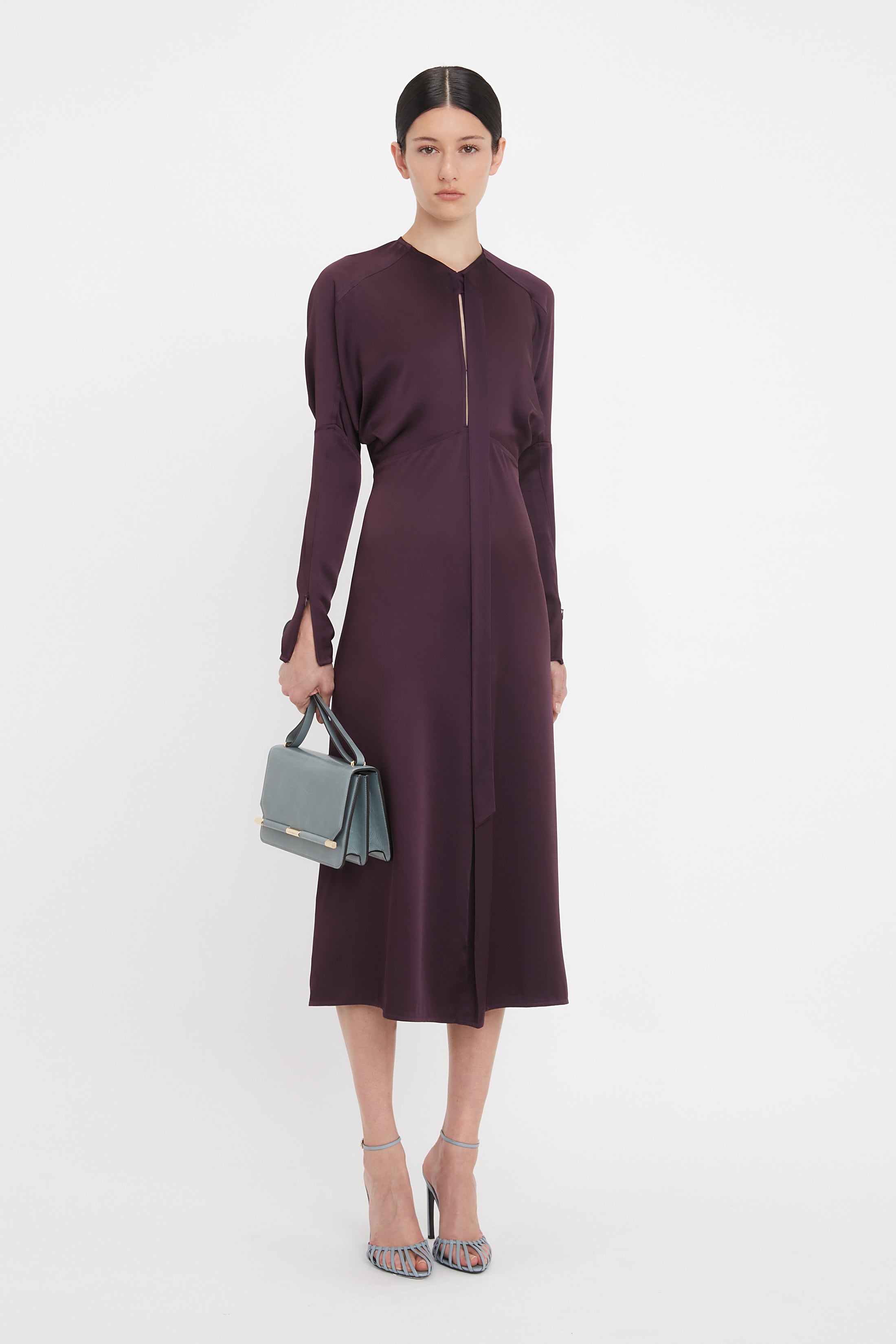 Keyhole Dolman Midi Dress In Fig