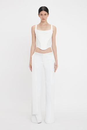 Satin Waistband Trouser In Ivory