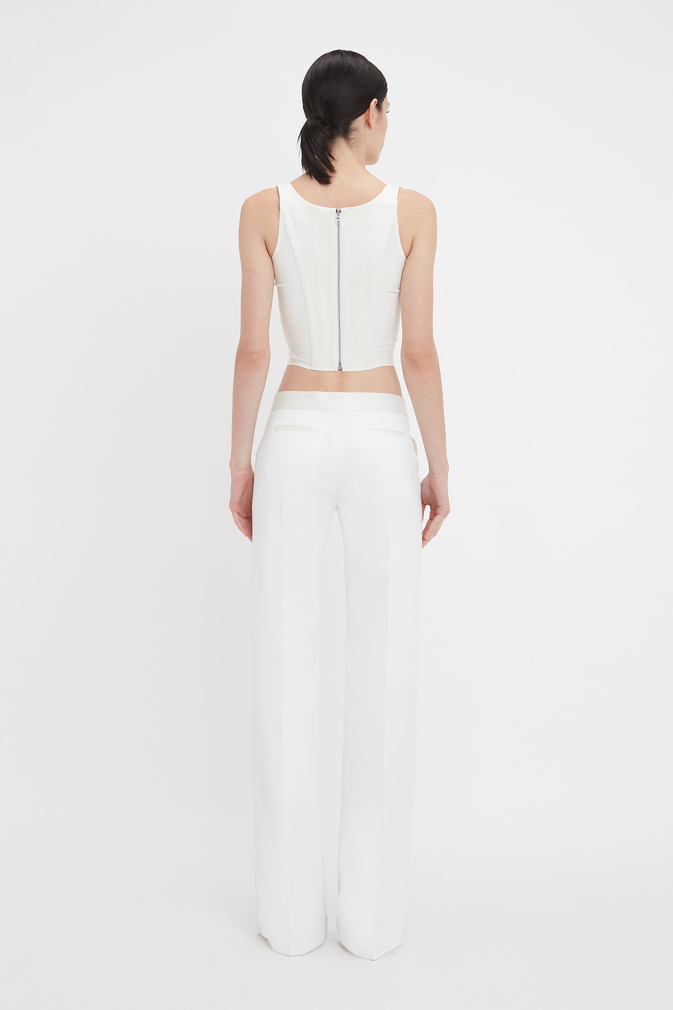 Satin Waistband Trouser In Ivory