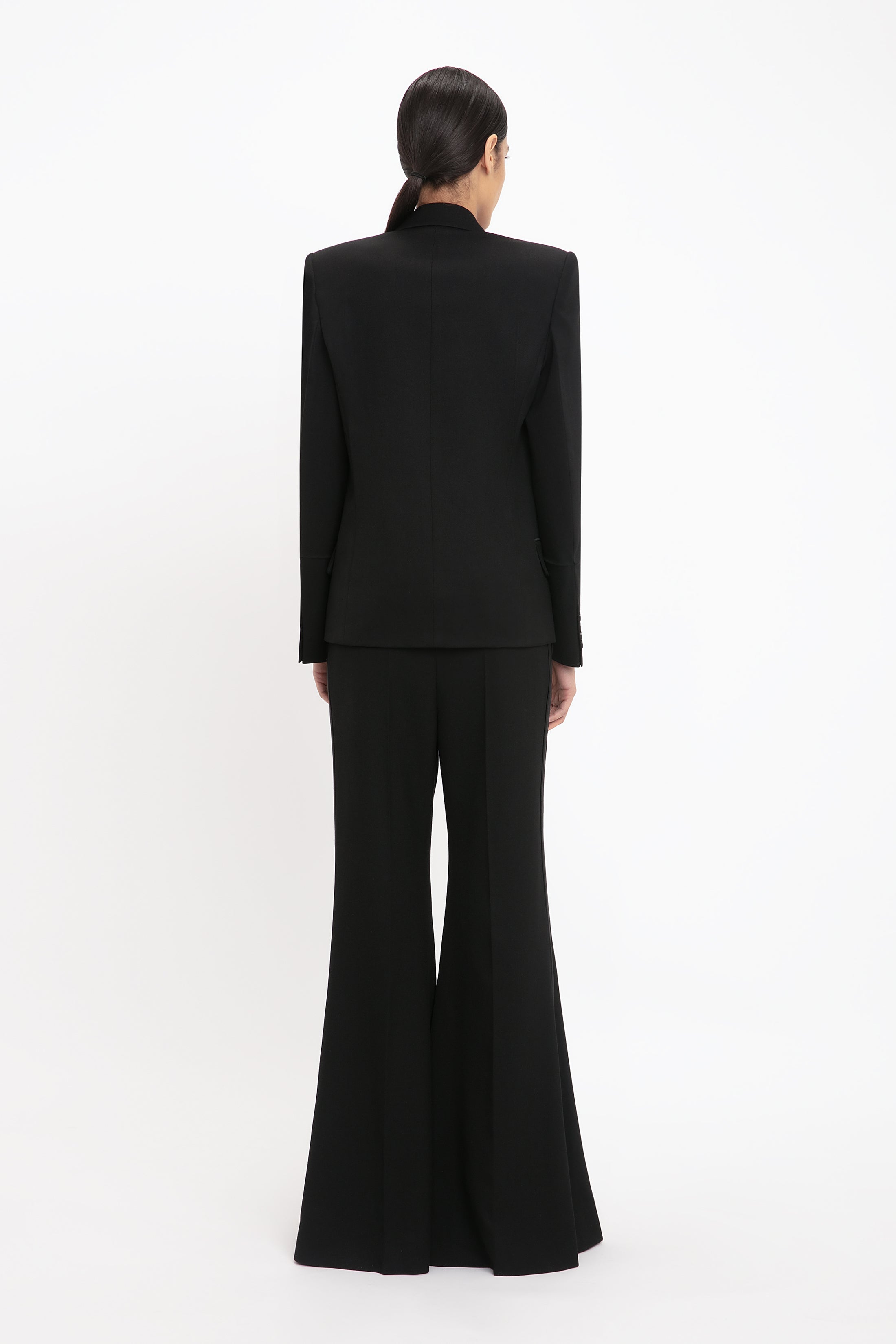 Wide Leg Tux Kick Trouser In Black