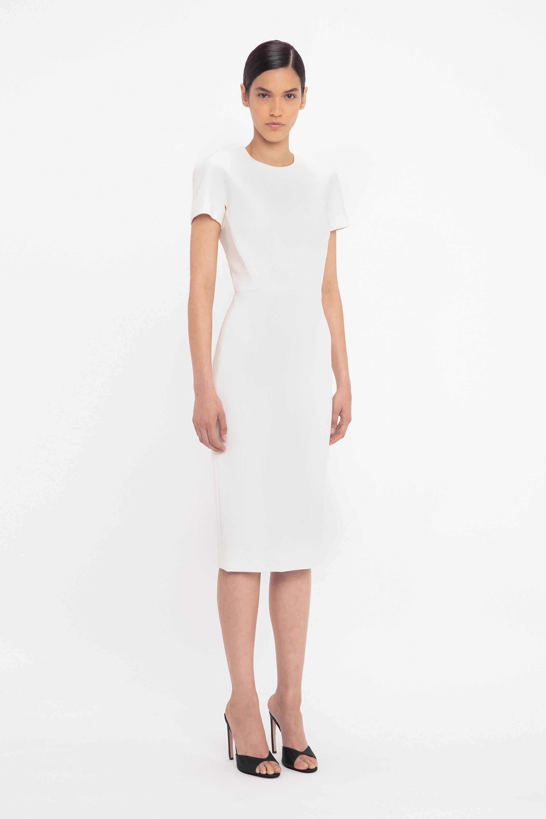 Fitted T-shirt Dress In Ivory