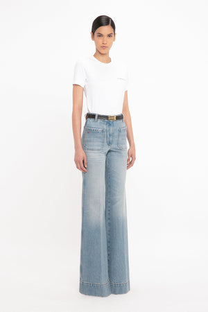 Alina High Waisted Jean In Pale Blue Wash