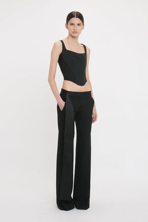 Satin Waistband Trouser In Black