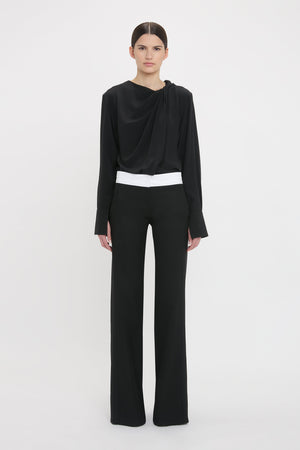 Exposed Waistband Trouser In Black