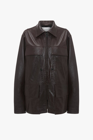 Soft Leather Chore Jacket In Ebony