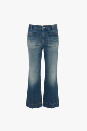 Cropped Kick Alina High Waisted Jean In Mid Blue