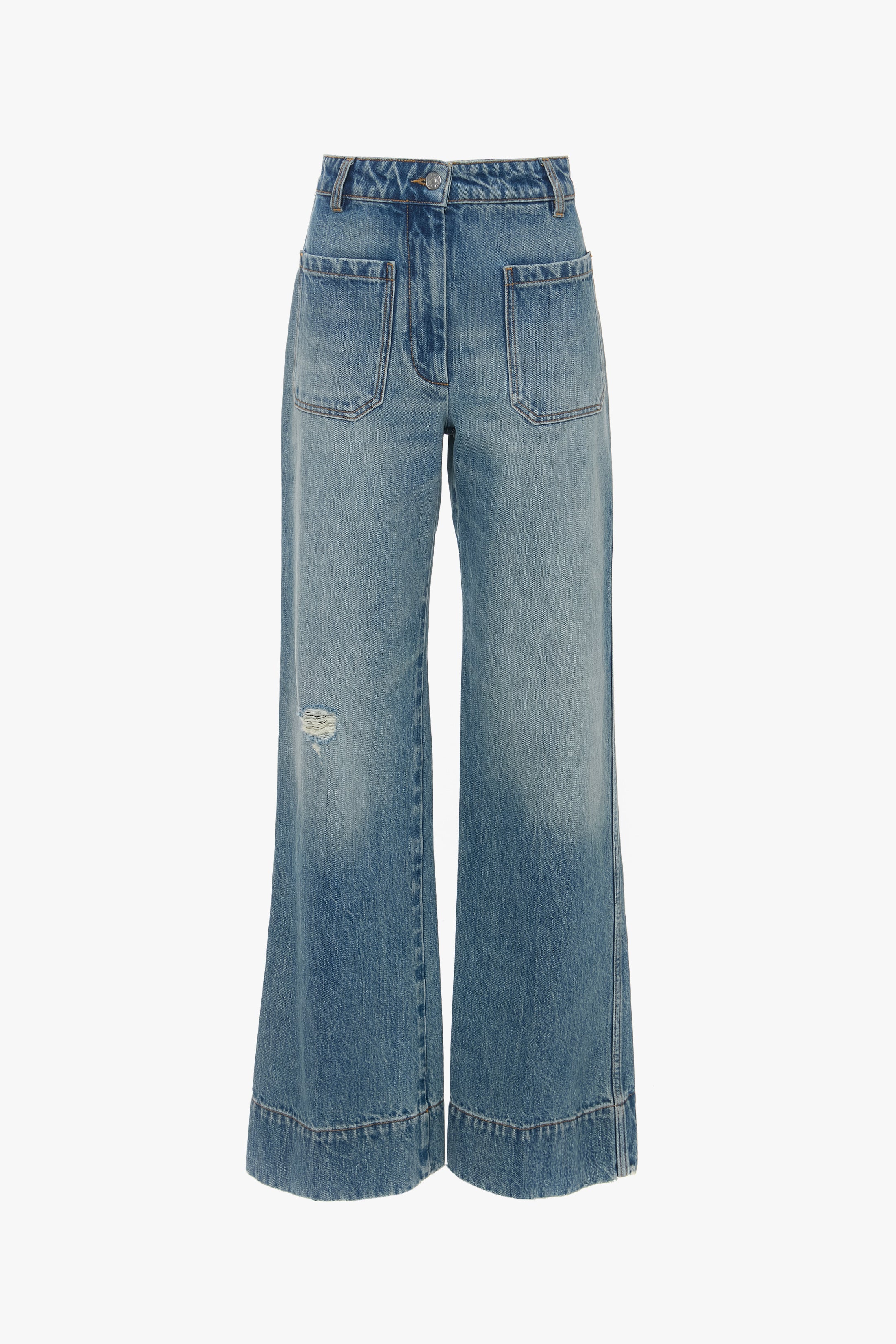 Alina High Waisted Jean In Worn Blue Wash