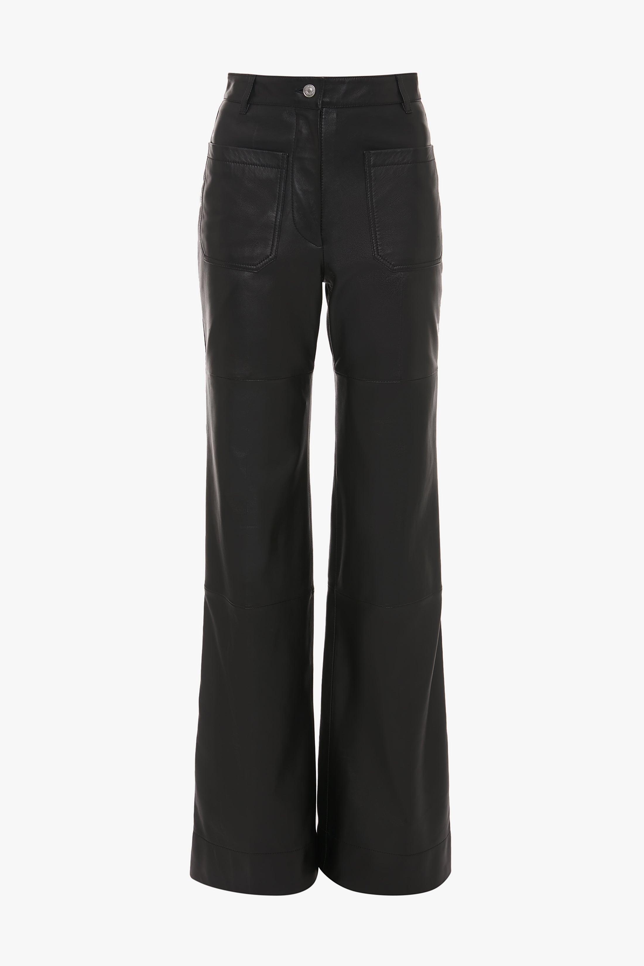 Alina High Waisted Trouser In Soft Black Leather