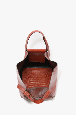 W11 Jumbo Tote In Brick Red Croc Embossed Leather