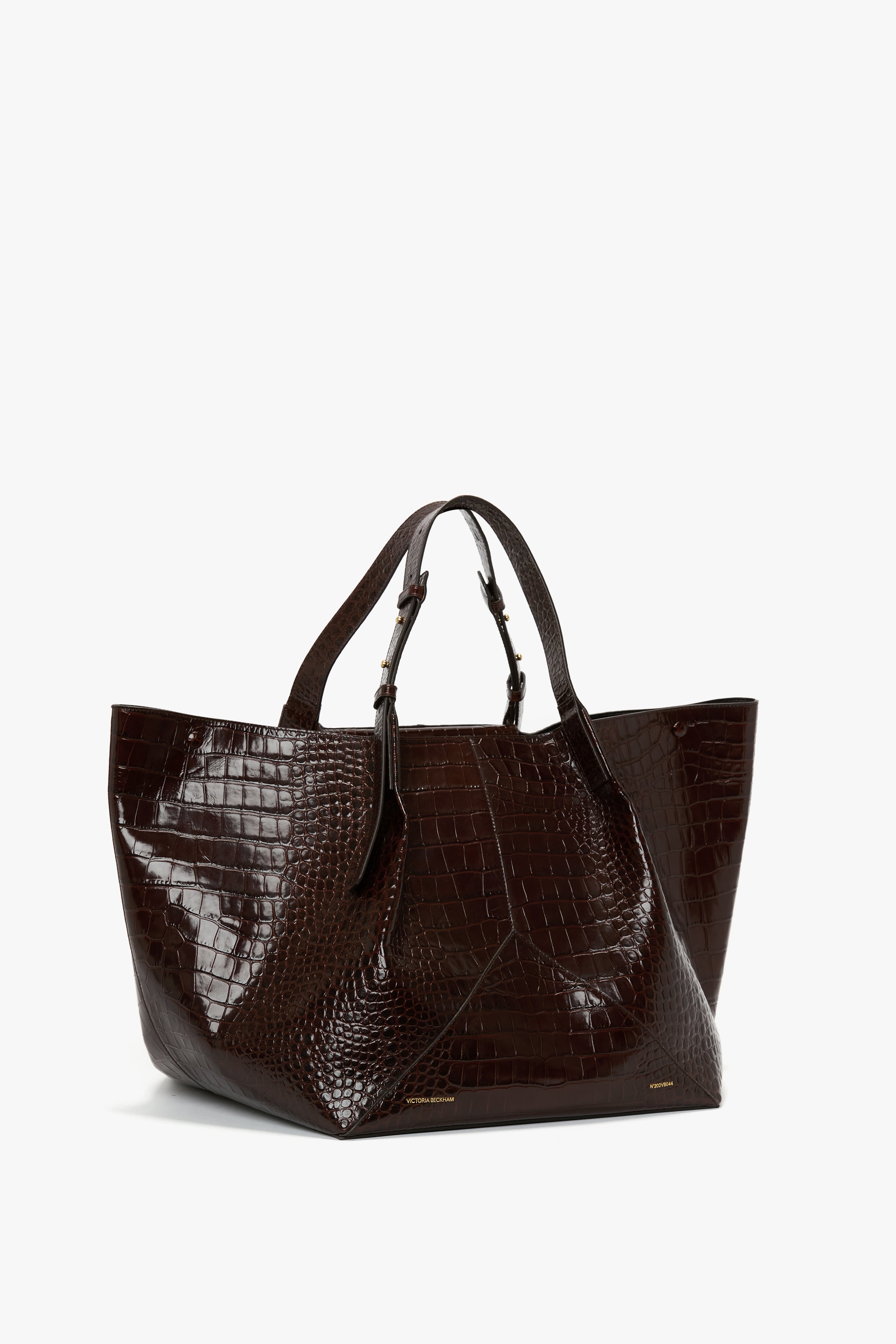 W11 Jumbo Tote In Dark Brown Croc Embossed Leather