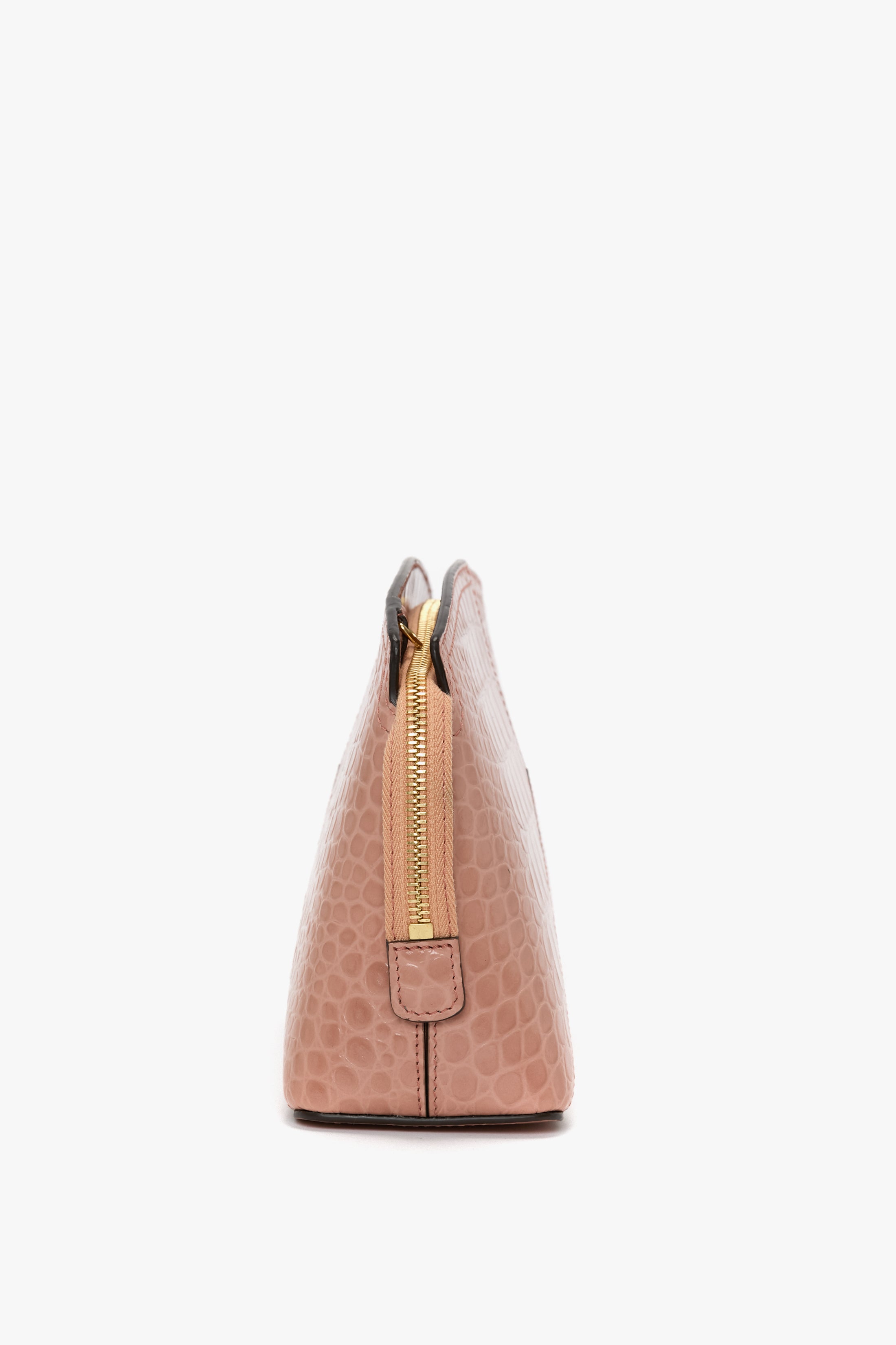 Victoria Crossbody Bag In Blush Pink Croc Embossed Leather