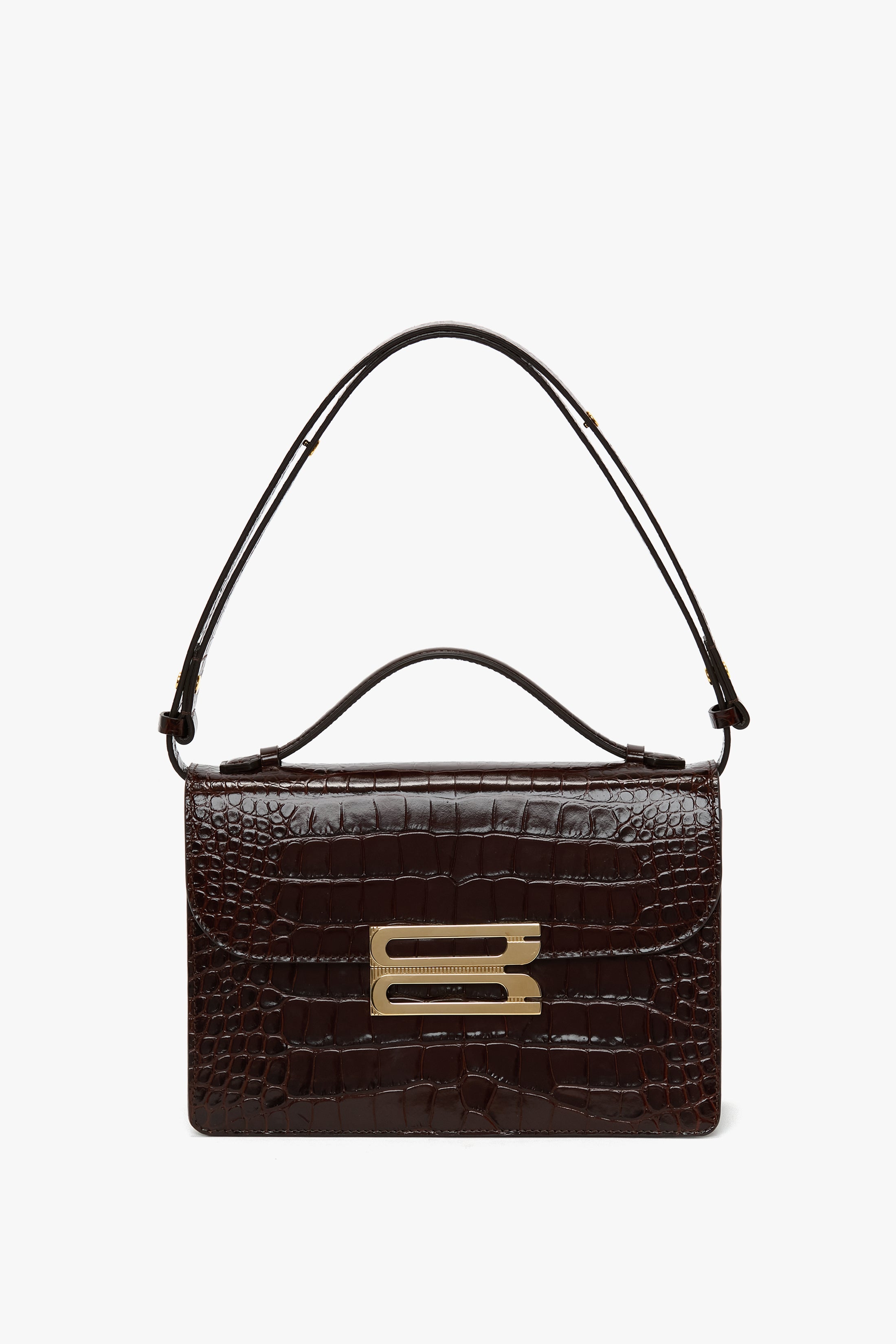 Dorian Bag In Dark Brown Croc Embossed Leather