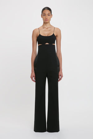 Cut-Out Detail Cami Jumpsuit In Black