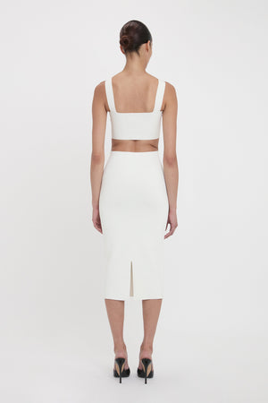 VB Body Fitted Midi Skirt In White