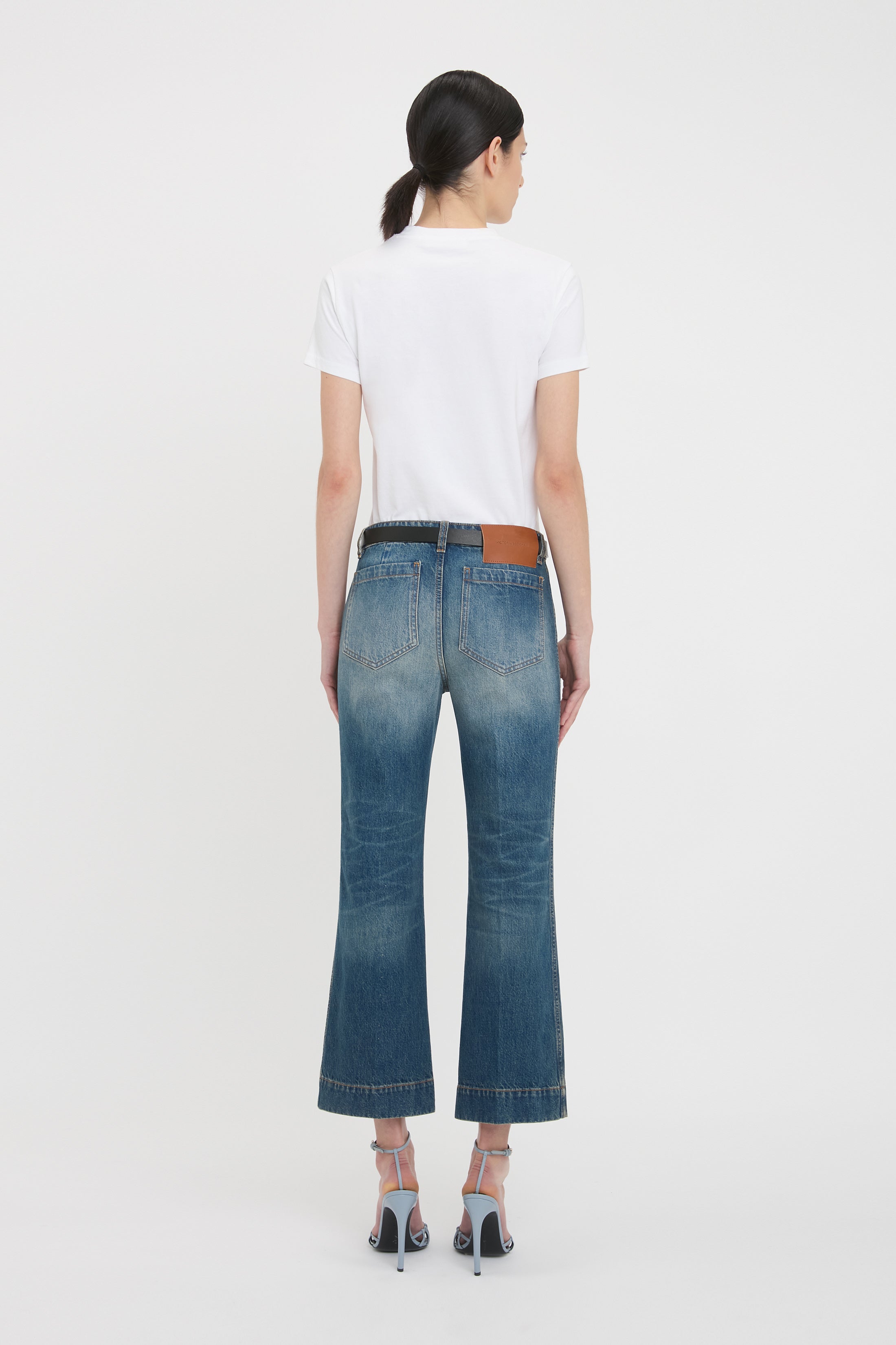 Cropped Kick Alina High Waisted Jean In Mid Blue