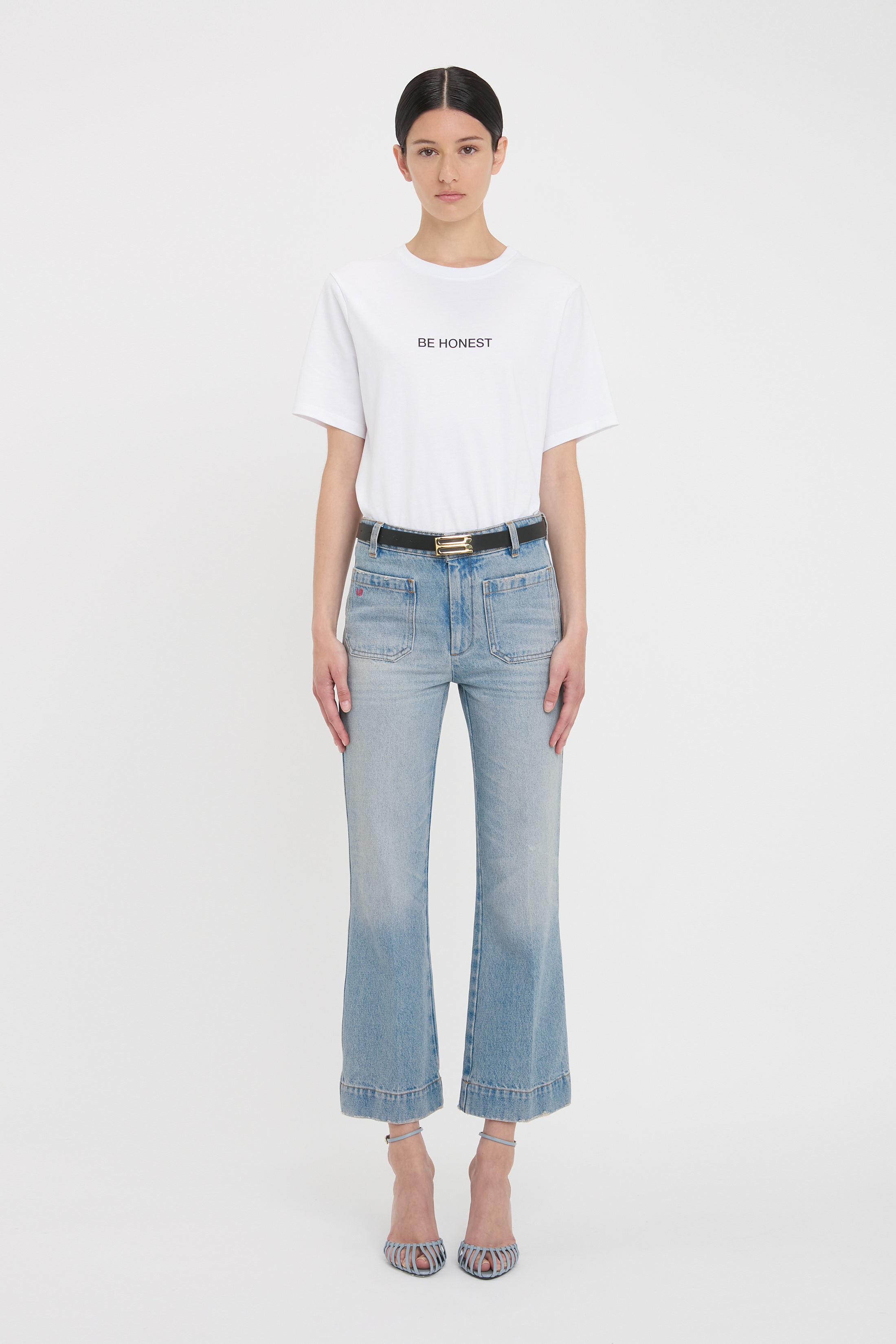 Cropped Kick Alina High Waisted Jean In Pale Blue Wash