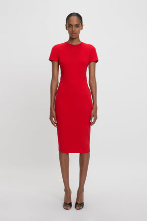 Fitted T-shirt Dress In Bright Red