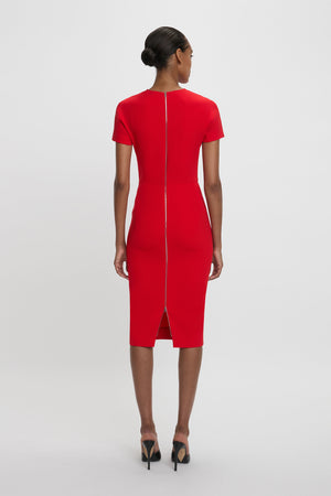 Fitted T-shirt Dress In Bright Red