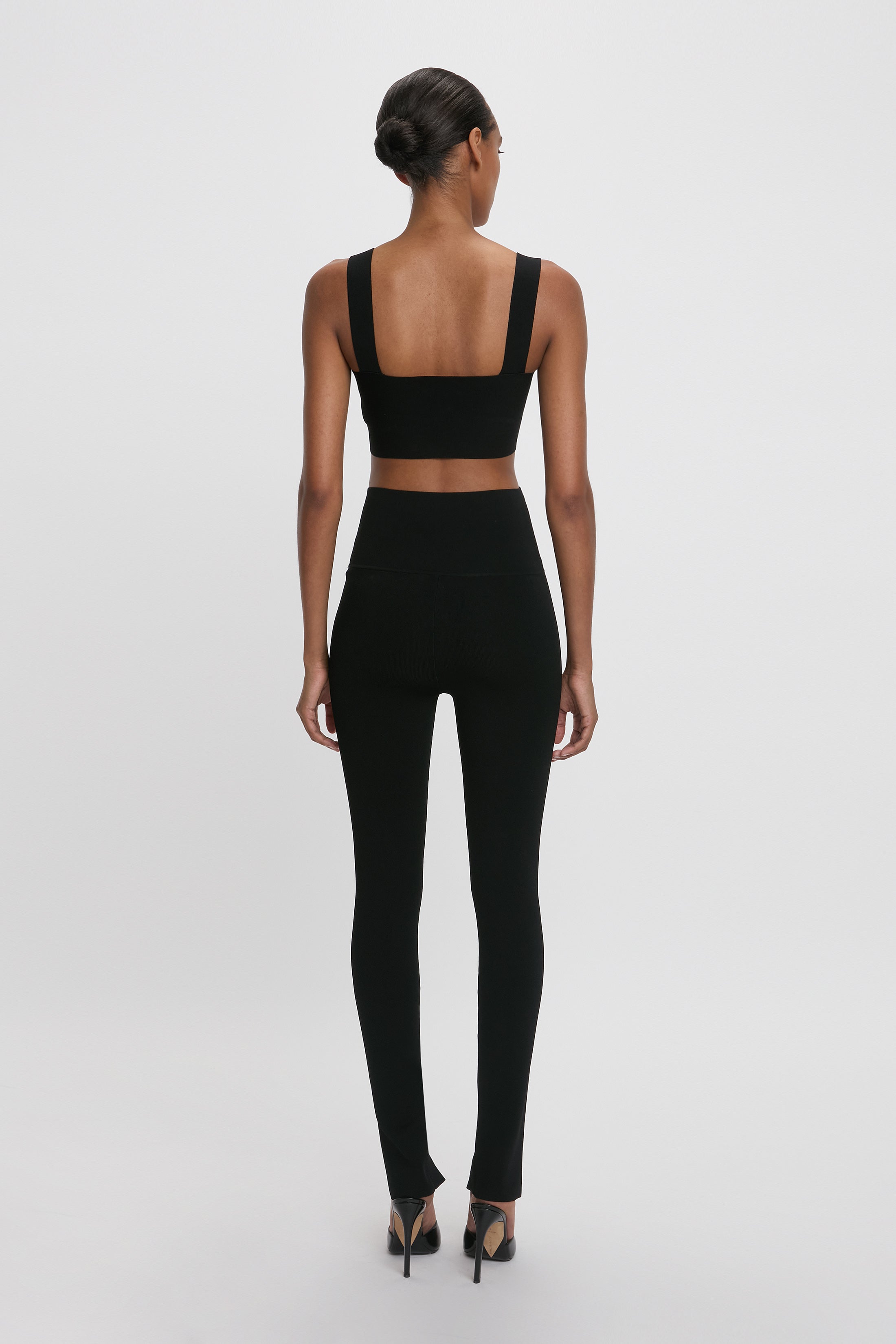 Split Front Leggings In Black